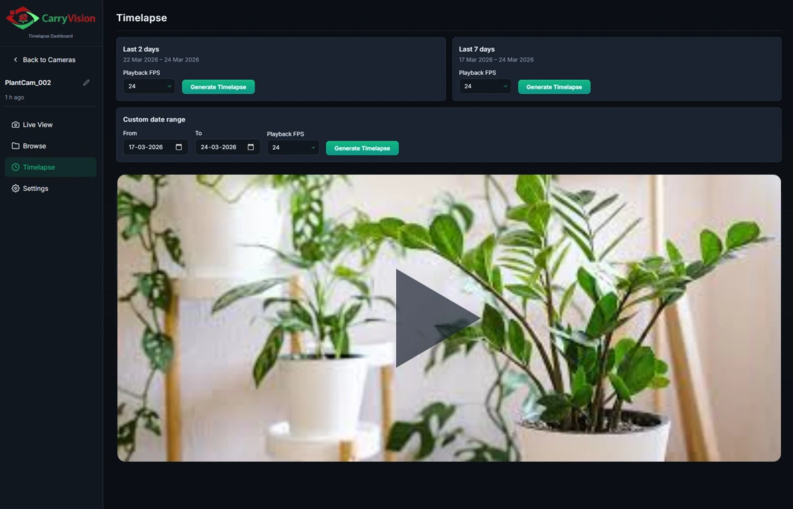 CarryVision setup or dashboard