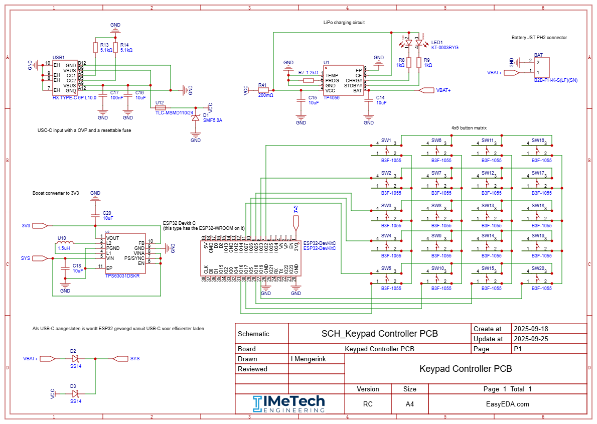 Keypad Controller PCB - ESP32 DevKit detail, printplaat ontwerpen Achterhoek