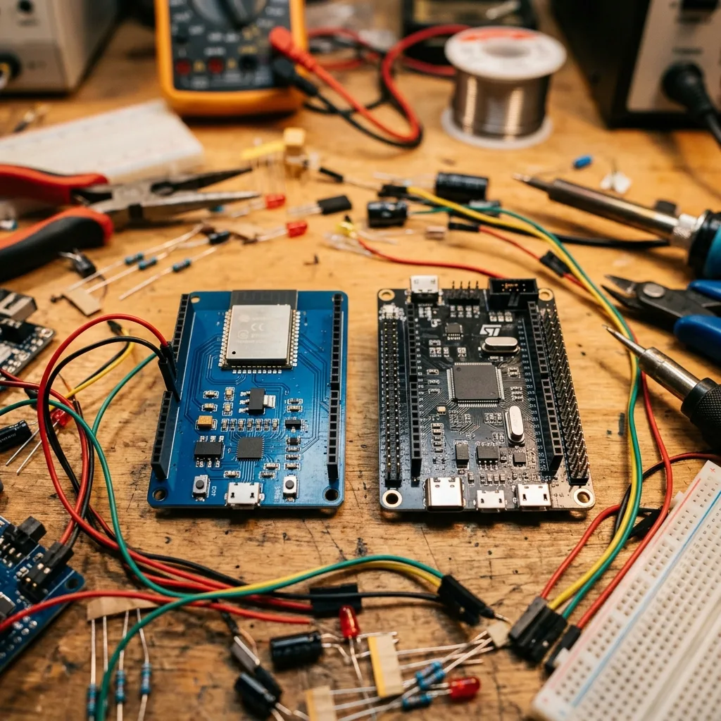 ESP32 vs STM32 microcontroller vergelijking